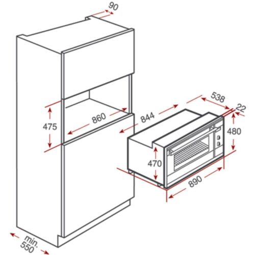 Kích thước lò nướng Teka HL 940