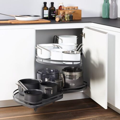 Bộ rổ góc Lemans II Hafele 541.29.480, màu đen