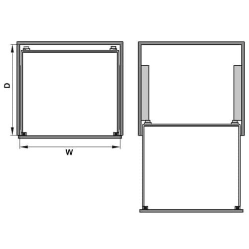 Kích thước của Bộ rổ kéo ARENA gắn cánh Hafele 540.24.505 cho tủ rộng 500mm