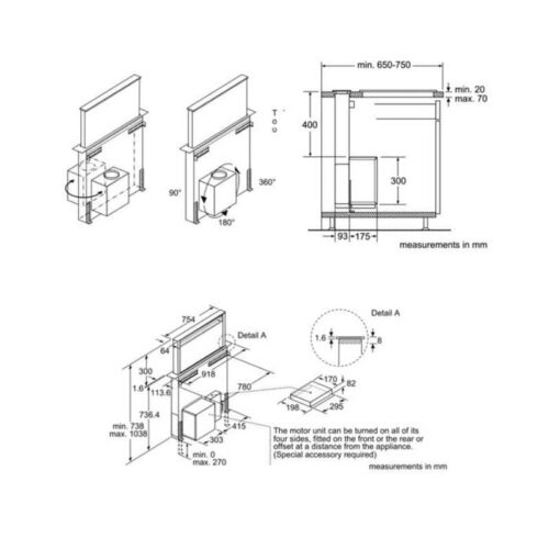 Kích thước máy hút mùi Bosch DDD97BM60B