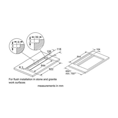 Kích thước lắp máy hút mùi Bosch DDD97BM60B